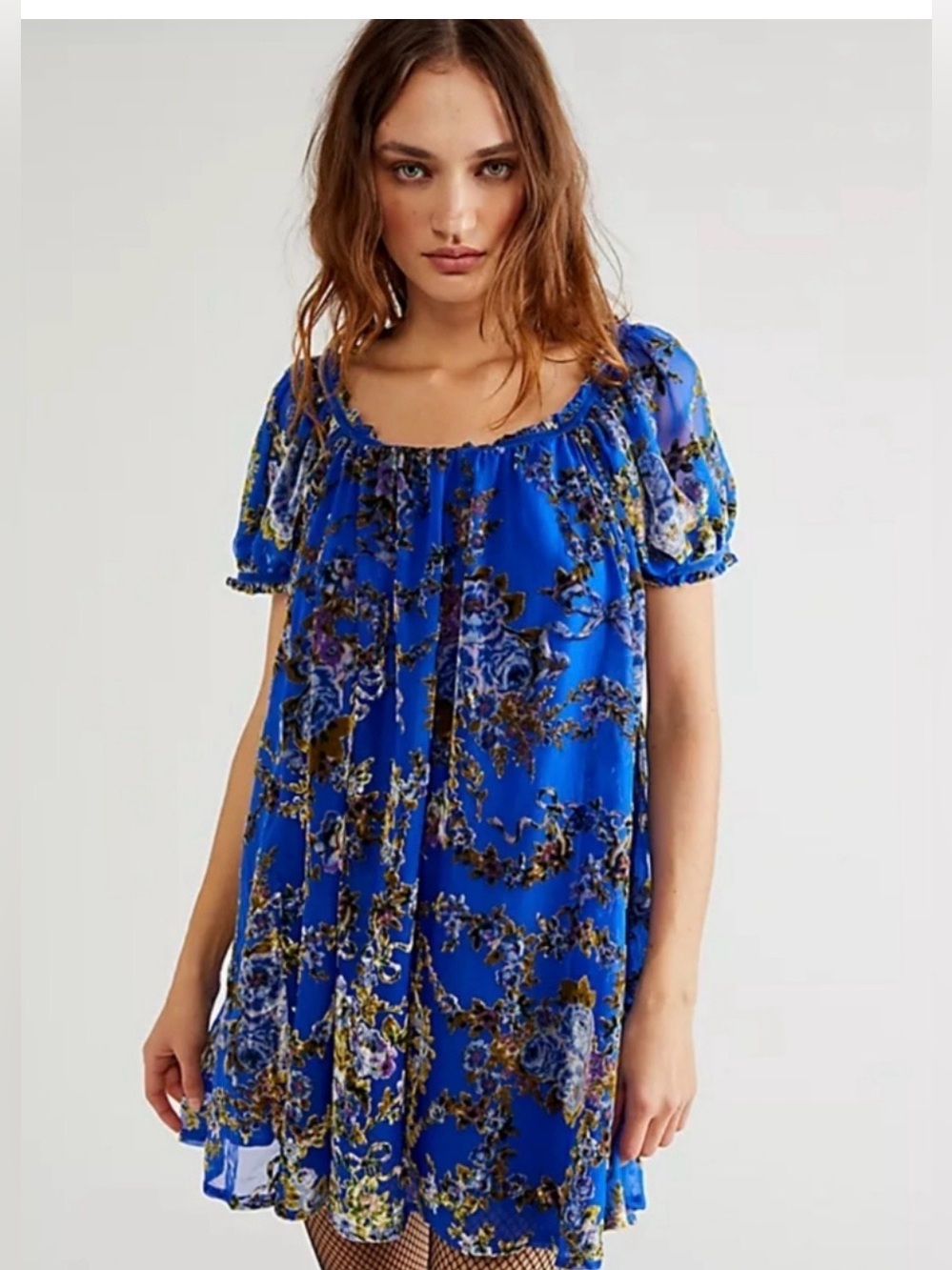 FREE PEOPLE Beautiful Blooms Mini Dress‎ Burnout Velvet L